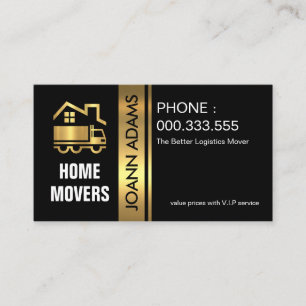 Stylish Gold Truck Movers Business Card