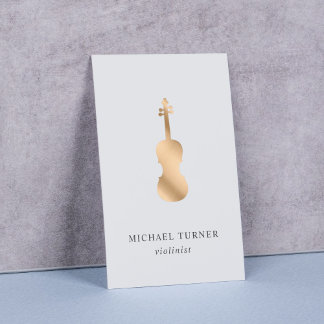 Stylish Gold Violin Musician Minimal  Business Card