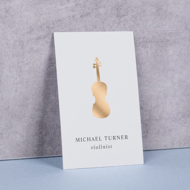 Stylish Gold Violin Musician Minimal  Business Card (Creator Uploaded)
