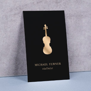 Stylish Gold Violin Musician Minimal Business Card