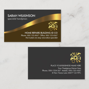 Stylish Gold Wave Handyman Repairs Business Card