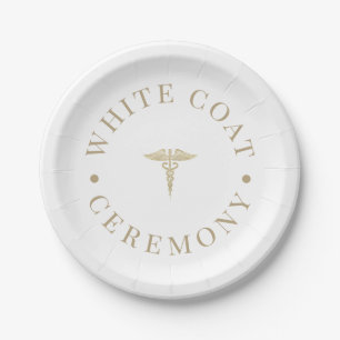 Stylish Gold White Coat Ceremony Paper Plate
