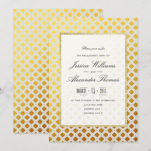 Stylish Gold & White Engagement Party Invitation