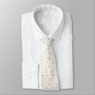 Stylish Gold White Seashells Pattern Tie