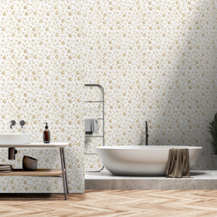Stylish Gold White Seashells Wallpaper