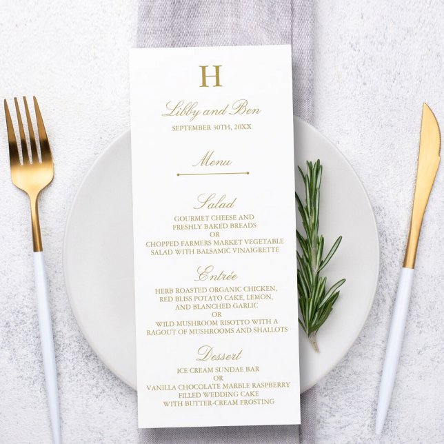 Stylish Gold & White Wedding Menu Template (Creator Uploaded)
