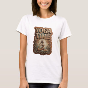 Stylish Gold YOGA TIME 3D Text Art T-Shirt