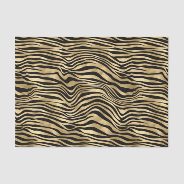 Stylish Gold Zebra Print  Tissue Paper (Front)