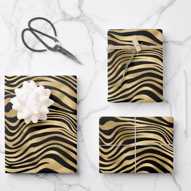 Stylish Gold Zebra Print  Wrapping Paper Sheet (Front)