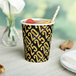 Stylish Golden 2025 Cheers Modern New Year Party Paper Cups
