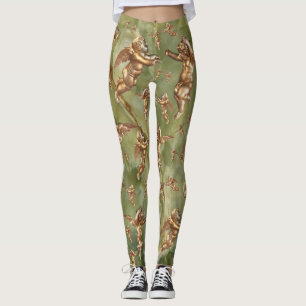 Stylish Golden Angels Marble Green Leggings