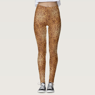 Stylish Golden Brown Paisley Leggings