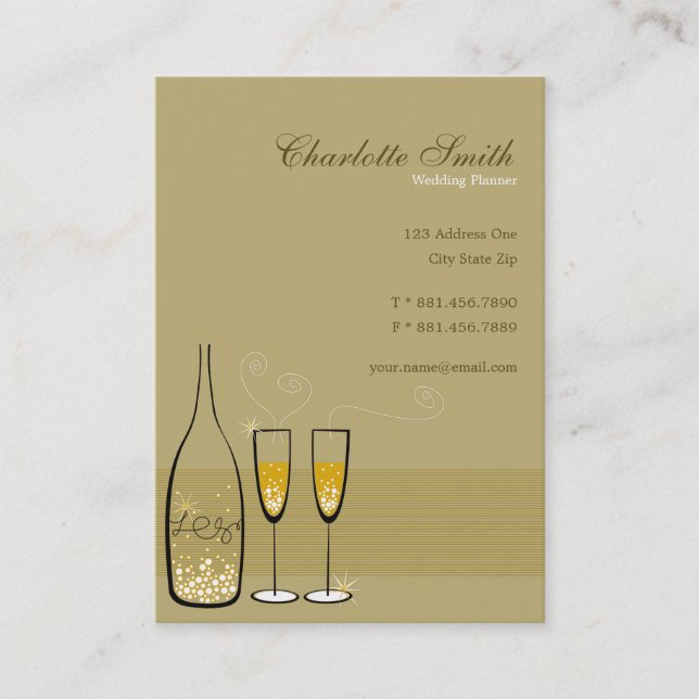 Stylish Golden Champagne Bubbly Classy Modern Chic Business Card (Front)