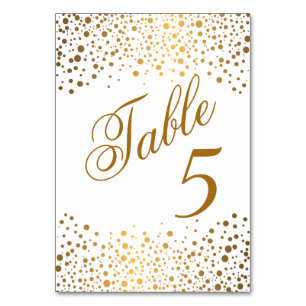 Stylish Golden Confetti Dots   White -Table Number Table Number