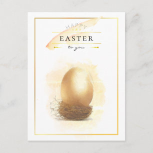 Stylish Golden Egg Happy Easter Pencil Art Postcard