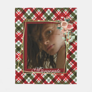 Stylish Golden Floral Frame elegant modern  photo  Fleece Blanket