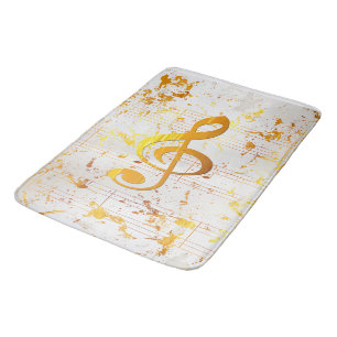 Stylish Golden Harmony Musical Chaos Ivory  Bath Mat