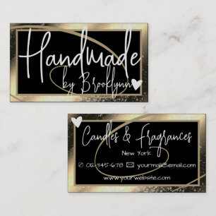 Stylish Golden Luxe Frame Heart Handmade by Name  Business Card