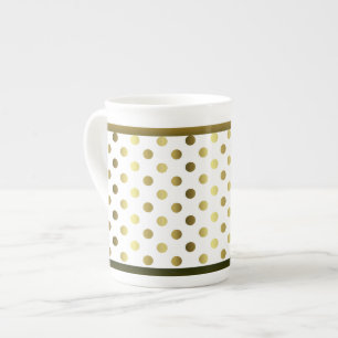 Stylish Golden Polka Dot Bone China Mug