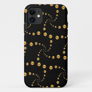 Stylish golden polka dots on black iPhone 11 case