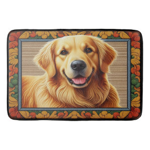 Stylish Golden Retriever Dog Colourful Frame Bath Mat