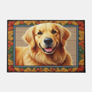 Stylish Golden Retriever Dog Colourful Frame Doormat