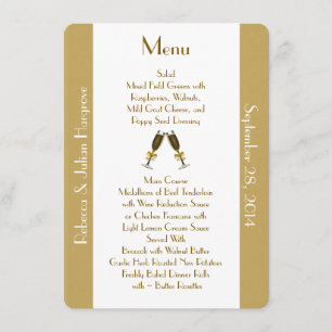 Stylish Golden Tan and White Custom Wedding Menu