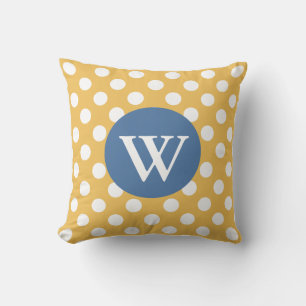 Stylish Golden Yellow Polka Dot Decorator Pillow