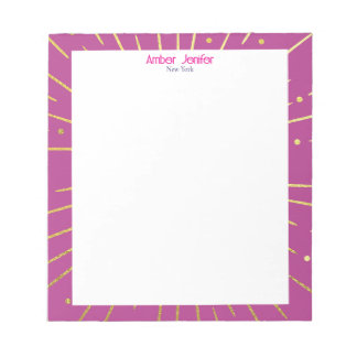 Stylish Goldish Pink Typography Personalized Name Notepad