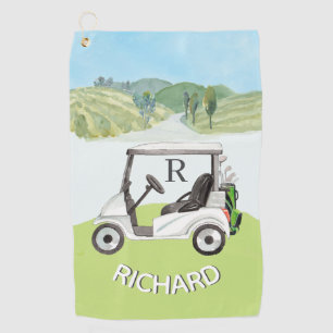 Stylish Golf Cart Message Monogram Name Towel