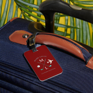 Stylish Golfer Club Monogram dark-red  Luggage Tag