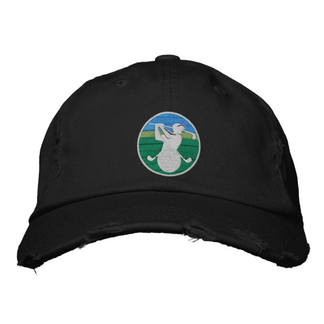 Stylish Golfer Striped Circle Elegant Design Embroidered Hat (Front)
