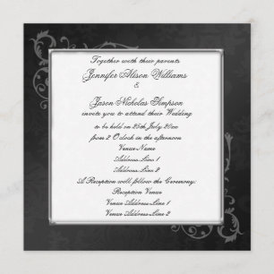 Stylish Gothic Wedding Invitation in Black & White