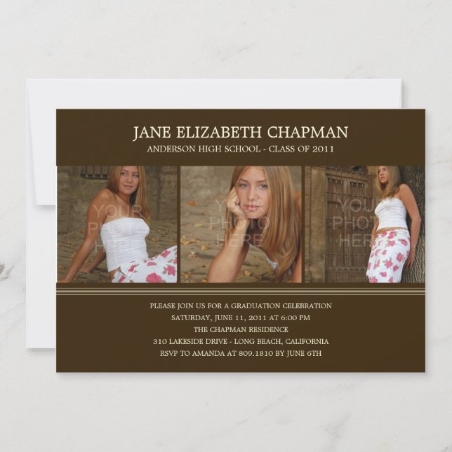 Stylish Grad Graduation Announcement or Invitation (Front)