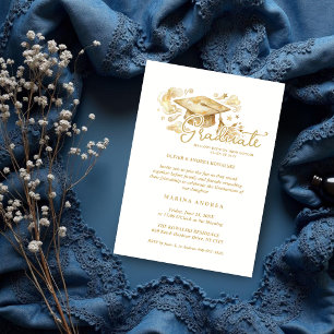 Stylish Graduate Cap in Beige Tones Graduation  Invitation
