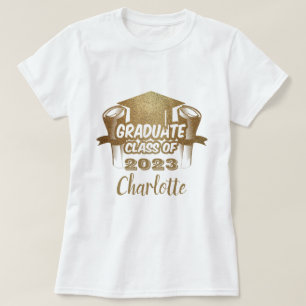 Stylish Graduate Class of 2023 Gold Name T-Shirt