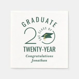 Stylish Graduate Class Year Green Personalised Napkin