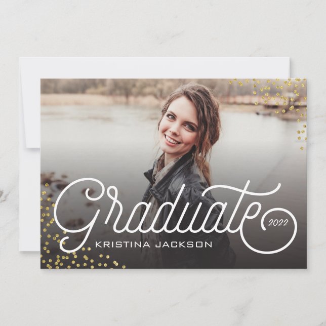 Stylish Graduate Glitter Confetti Invitation (Front)