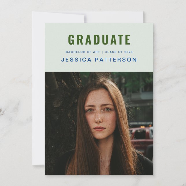Stylish Graduate Golden mint Announcement (Front)