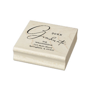 Stylish Graduate Script Return Address Rubber Stamp
