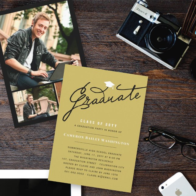 Stylish Graduate Script Simple Graduation Party Invitation (Creator Uploaded)