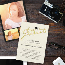 Stylish Graduate Script Simple Graduation Party
