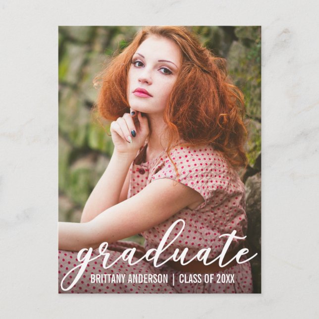 Stylish Graduation Announcement Photo Postcard (Front)