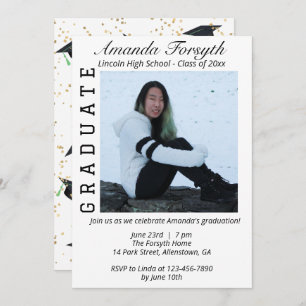 Stylish Graduation Photo Grad Party Invitation