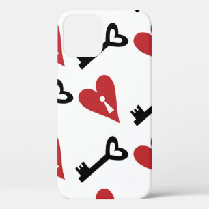 Stylish graphic seamless pattern with hearts and k iPhone 12 case