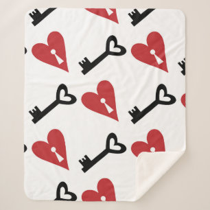 Stylish graphic seamless pattern with hearts and k sherpa blanket
