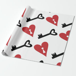 Stylish graphic seamless pattern with hearts and k wrapping paper