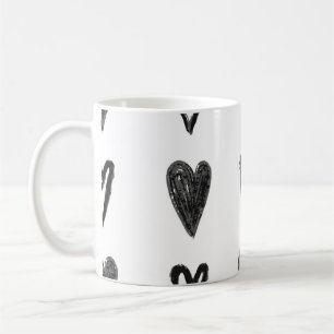 Stylish graphic seamless pattern with hearts. Blac Coffee Mug