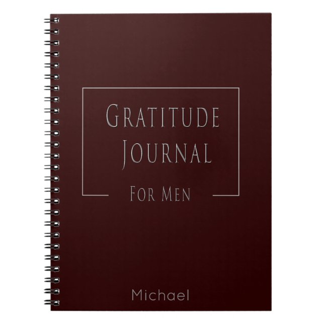 Stylish Gratitude Journal for Men Dark Red (Front)