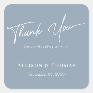 Stylish Gratitude: Personalised Wedding Thank You Square Sticker